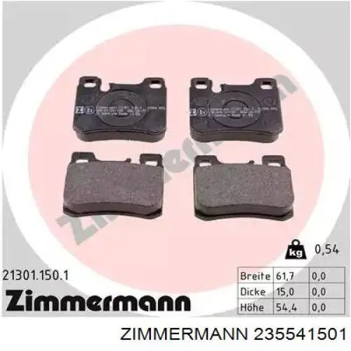 Задні гальмівні колодки 235541501 Zimmermann
