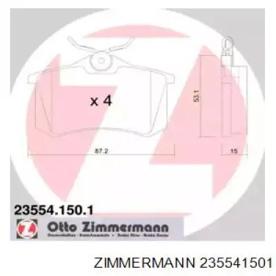 235541501 Zimmermann Колодки гальмівні задні, дискові
