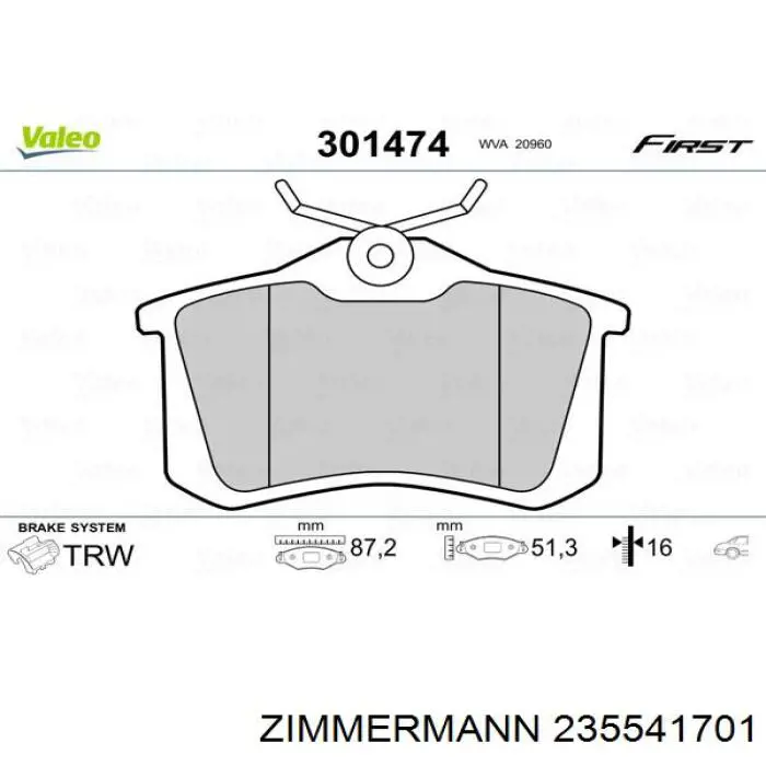 Задні гальмівні колодки Zimmermann 235541701 ціна, від 20.77 USD