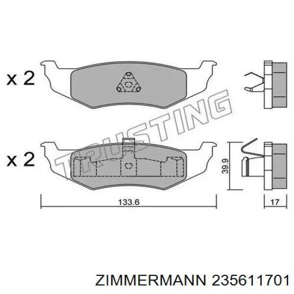 235611701 Zimmermann колодки гальмові задні, дискові