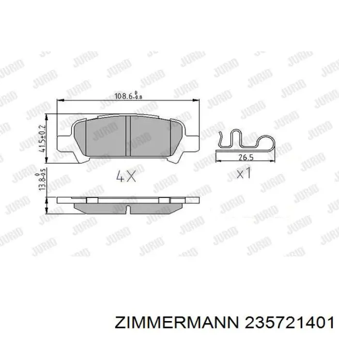 Задні гальмівні колодки 235721401 Zimmermann