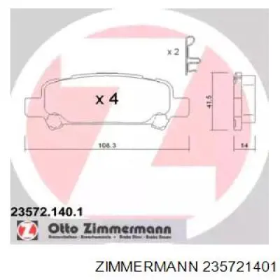 235721401 Zimmermann Колодки гальмівні задні, дискові
