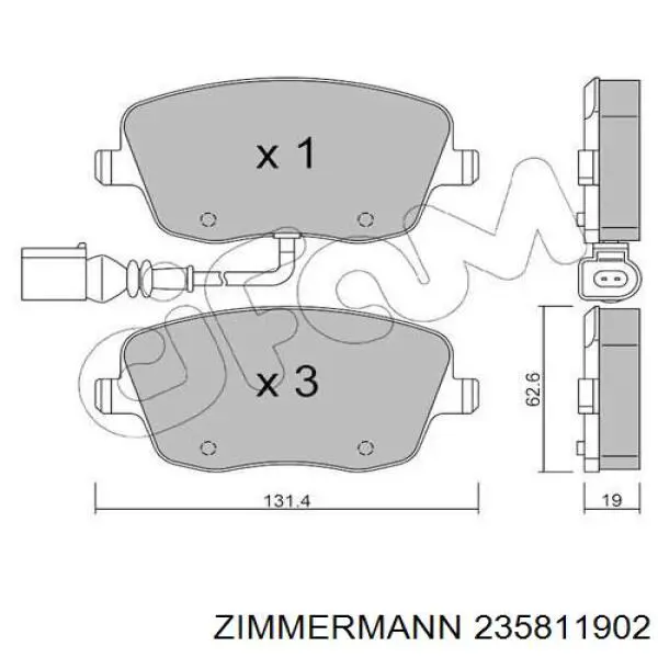 Купити 235811902 Zimmermann Колодки гальмівні передні, дискові