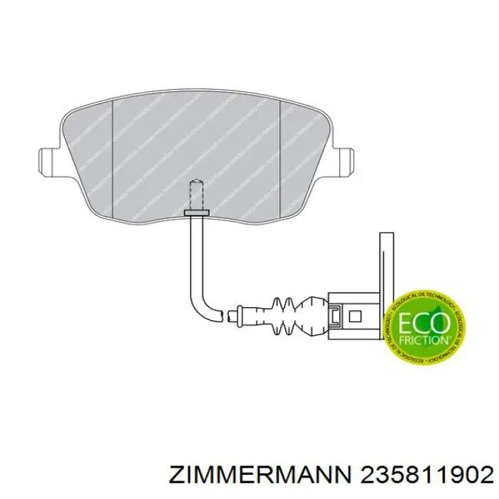 Купити 235811902 Zimmermann Колодки гальмівні передні, дискові