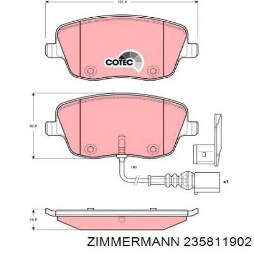 Передні тормозні колодки 235811902 Zimmermann