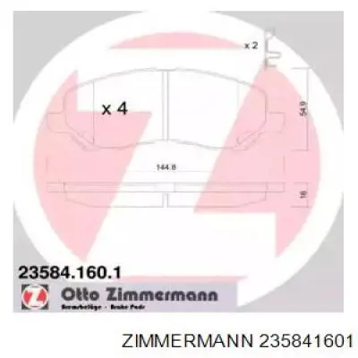 235841601 Zimmermann Передні гальмівні колодки