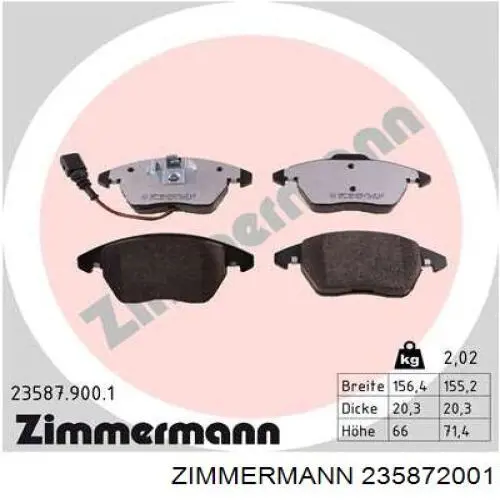 Гальмівні колодки Zimmermann 235872001 ціна, від 45.54 USD
