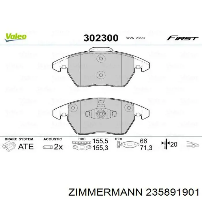 Передні тормозні колодки 235891901 Zimmermann