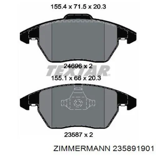 Купити 235891901 Zimmermann Колодки гальмівні передні, дискові