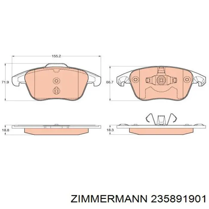 Гальмівні колодки Zimmermann 235891901 ціна, від 36.38 USD