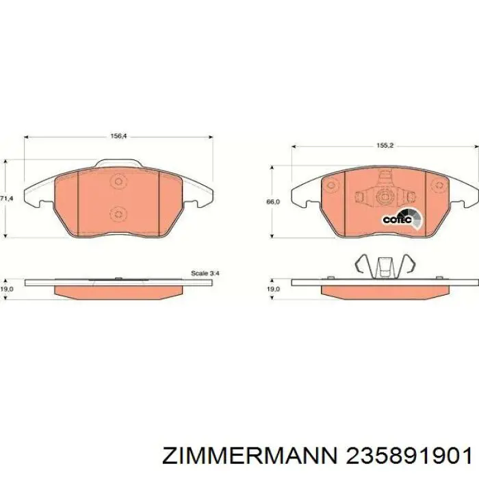 Купити 235891901 Zimmermann Колодки гальмівні передні, дискові