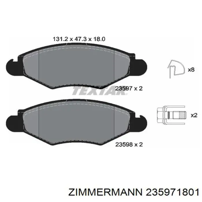 Купити 235971801 Zimmermann Колодки гальмівні передні, дискові