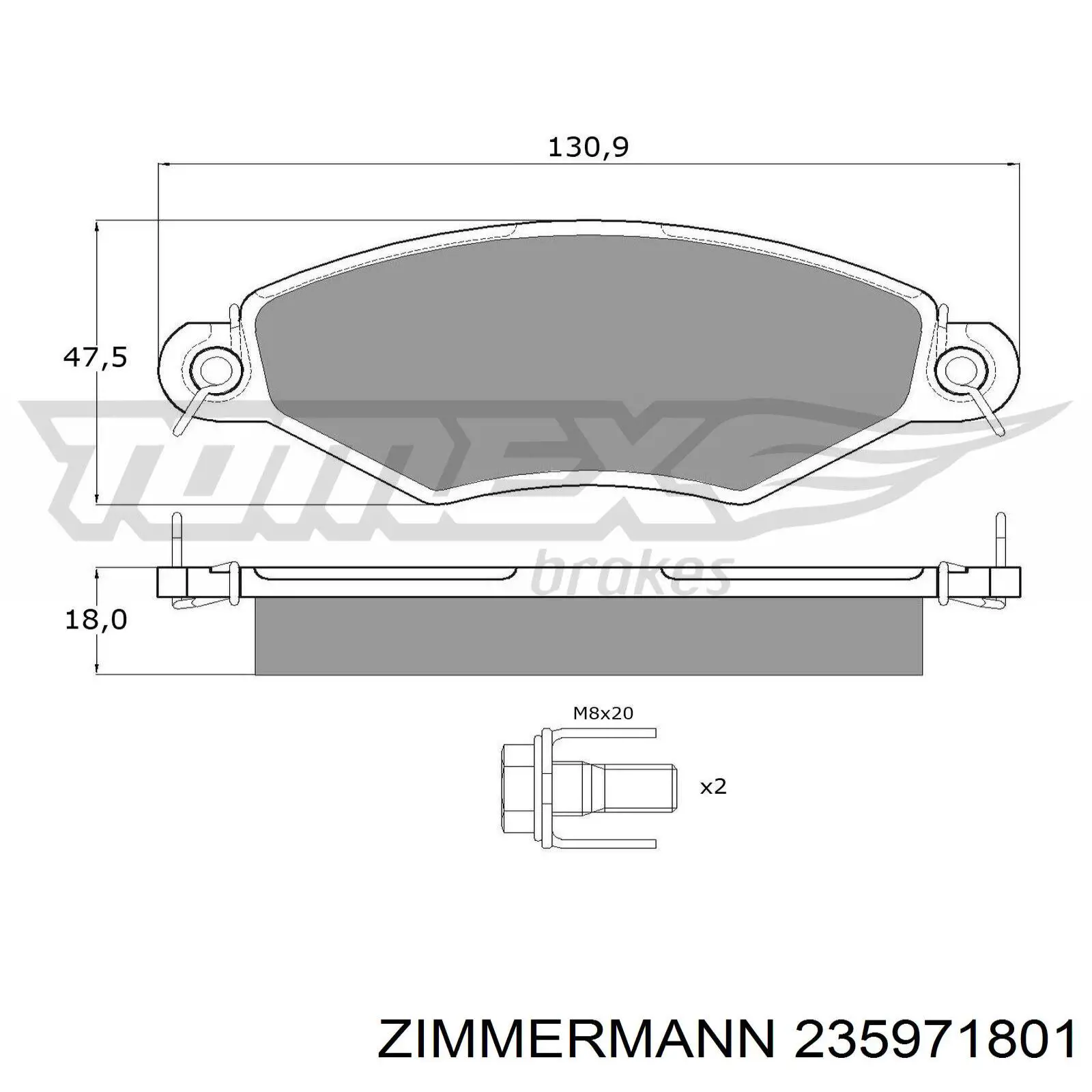 Гальмівні колодки Zimmermann 235971801 ціна, від 16.41 USD