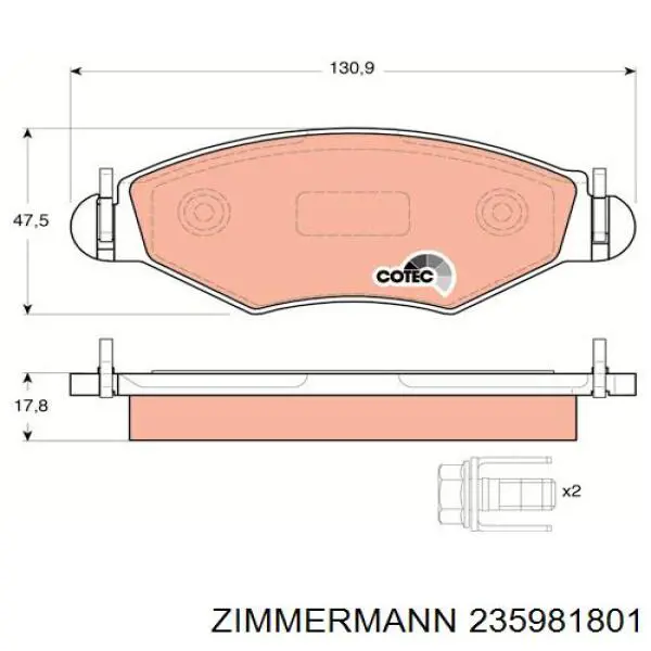 Купити 235981801 Zimmermann Колодки гальмівні передні, дискові