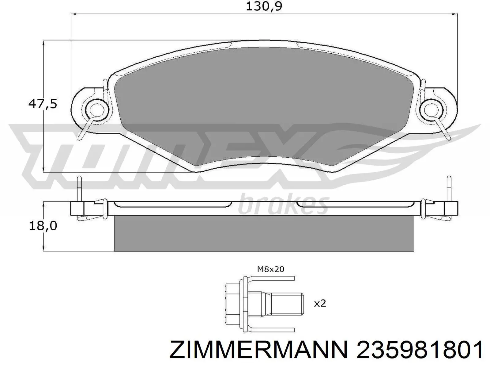 Тормозні колодки Zimmermann 235981801