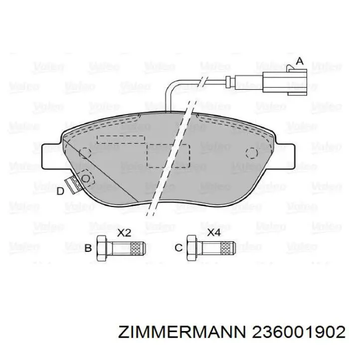 Гальмівні колодки Zimmermann 236001902 ціна, від 17.09 USD
