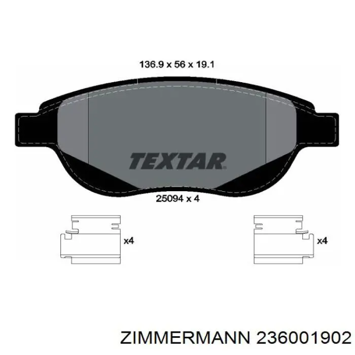 Гальмівні колодки Zimmermann 236001902 ціна, від 17.09 USD