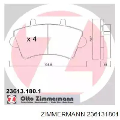 236131801 Zimmermann колодки гальмівні передні, дискові