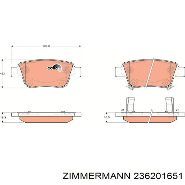 Задні гальмівні колодки 236201651 Zimmermann