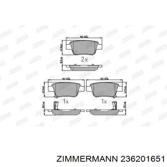 Задні гальмівні колодки Zimmermann 236201651 ціна, від 19.05 USD