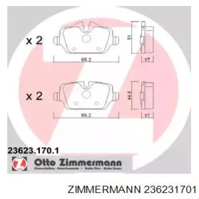 Колодки гальмові задні, дискові 236231701 Zimmermann