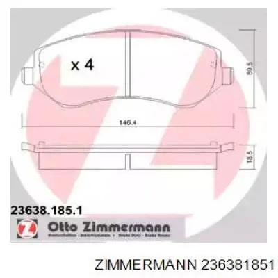 Купити 236381851 Zimmermann Колодки гальмівні передні, дискові