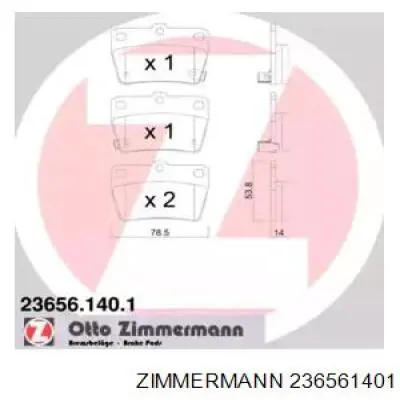 236561401 Zimmermann колодки гальмові задні, дискові