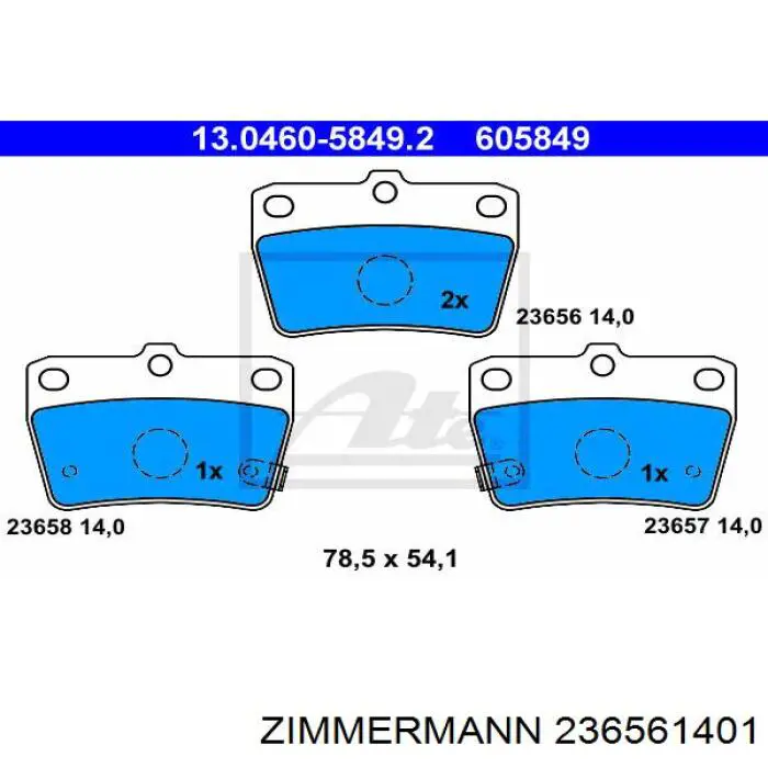 Задні гальмівні колодки Zimmermann 236561401 ціна, від 14.44 USD