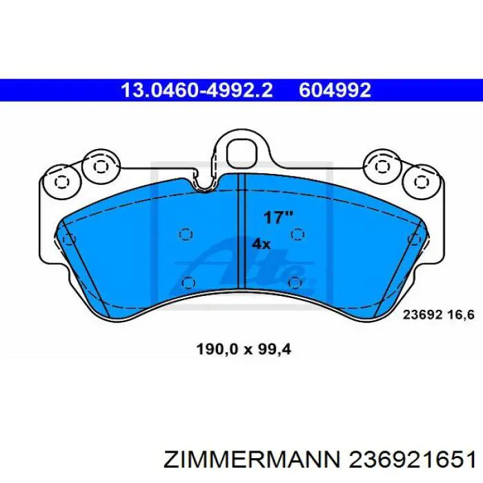 236921651 Zimmermann колодки гальмівні передні, дискові
