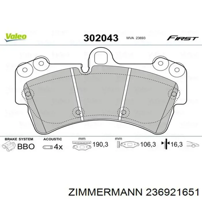 Гальмівні колодки Zimmermann 236921651 ціна, від 51.51 USD