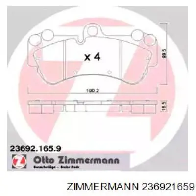 236921659 Zimmermann колодки гальмівні передні, дискові