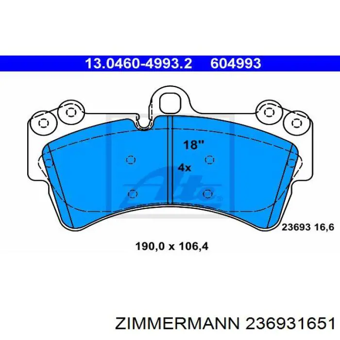Гальмівні колодки Zimmermann 236931651 ціна, від 86.08 USD