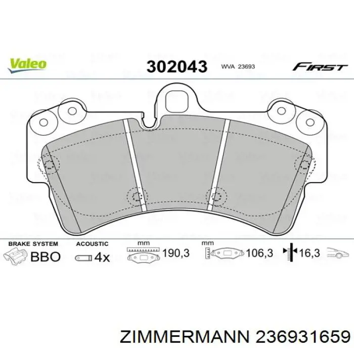 Тормозні колодки Zimmermann 236931659