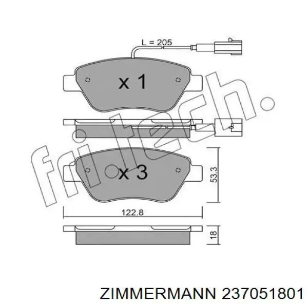 237051801 Zimmermann Передні гальмівні колодки