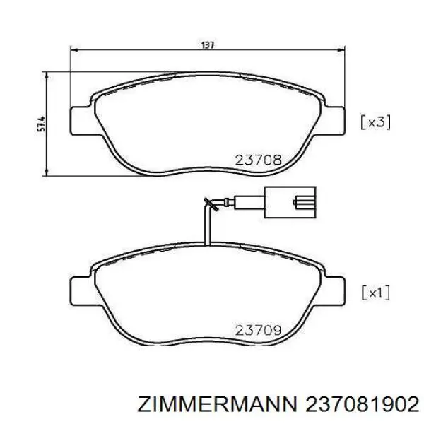 Купити 237081902 Zimmermann Колодки гальмівні передні, дискові
