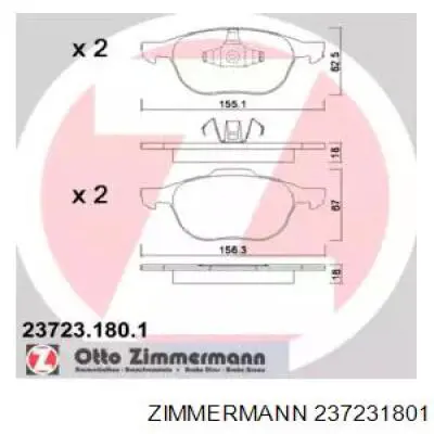 237231801 Zimmermann колодки гальмівні передні, дискові