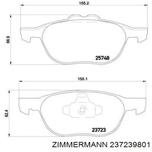 Передні тормозні колодки 237239801 Zimmermann