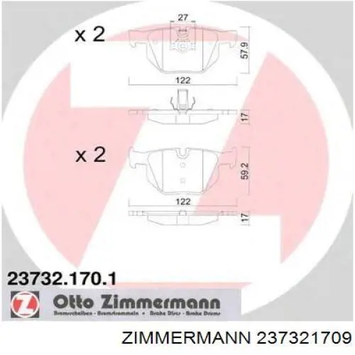 Купити 237321709 Zimmermann Задні колодки