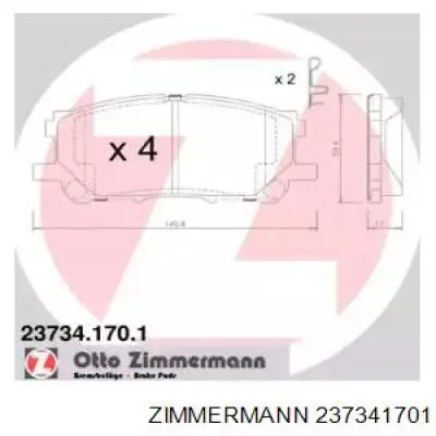 237341701 Zimmermann колодки гальмівні передні, дискові
