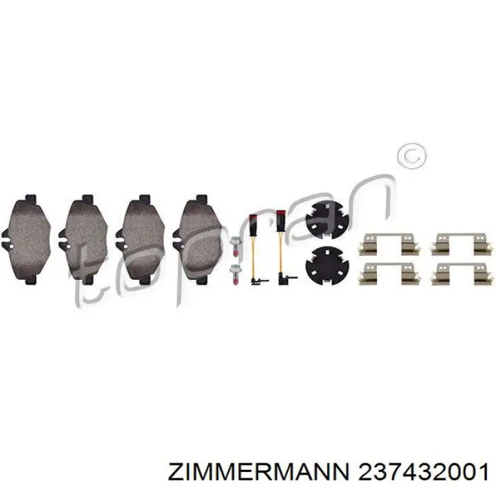 Купити 237432001 Zimmermann Колодки гальмівні передні, дискові