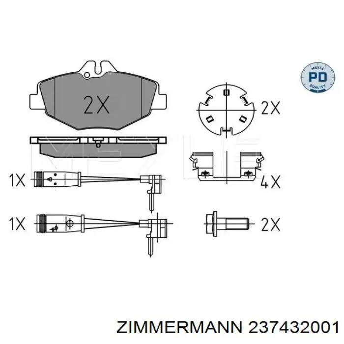 Передні тормозні колодки 237432001 Zimmermann
