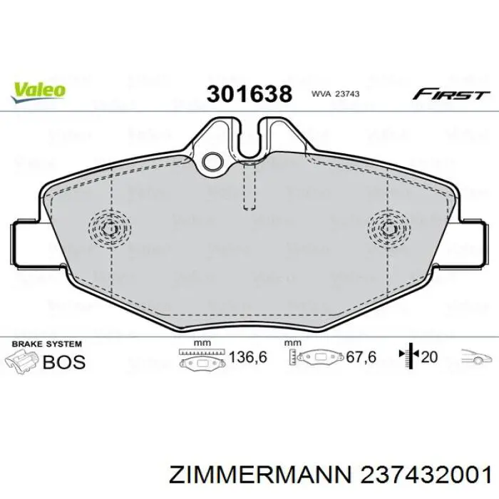 Тормозні колодки Zimmermann 237432001