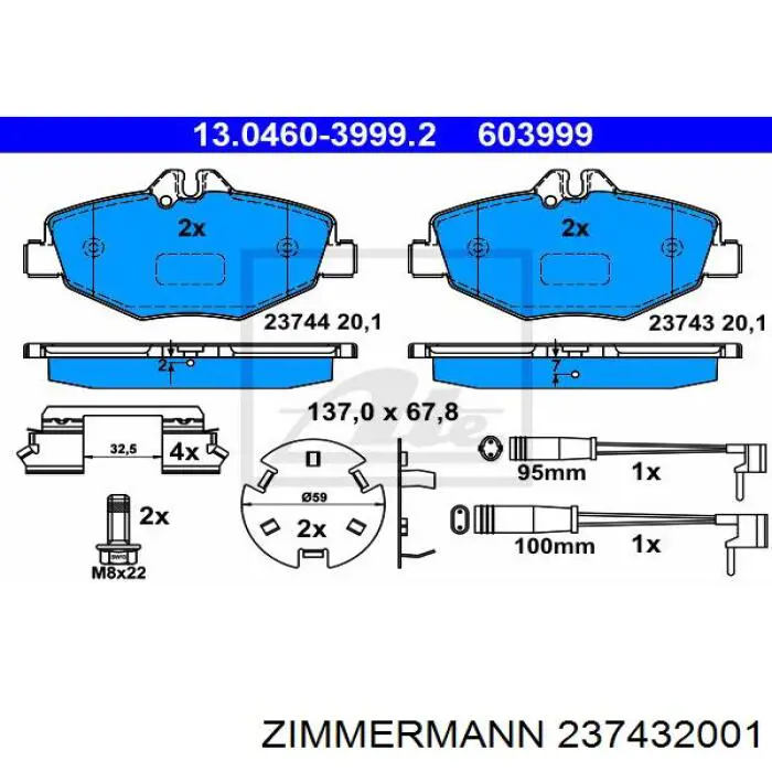 Гальмівні колодки Zimmermann 237432001 ціна, від 53.24 USD