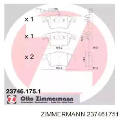 237461751 Zimmermann колодки гальмівні передні, дискові