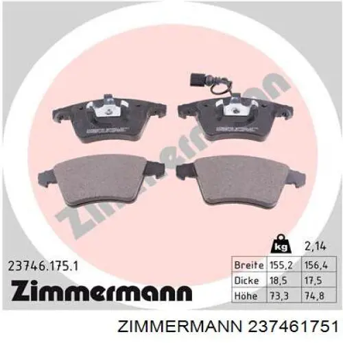Гальмівні колодки Zimmermann 237461751 ціна, від 42.66 USD