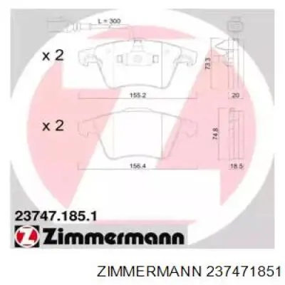237471851 Zimmermann колодки гальмівні передні, дискові