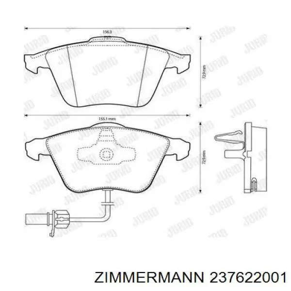 Передні тормозні колодки 237622001 Zimmermann