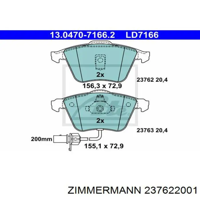 Гальмівні колодки Zimmermann 237622001 ціна, від 32.20 USD