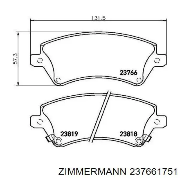 237661751 Zimmermann колодки гальмівні передні, дискові