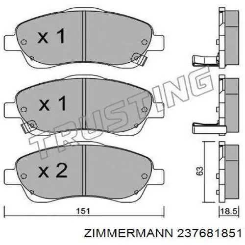 Купити 237681851 Zimmermann Колодки гальмівні передні, дискові